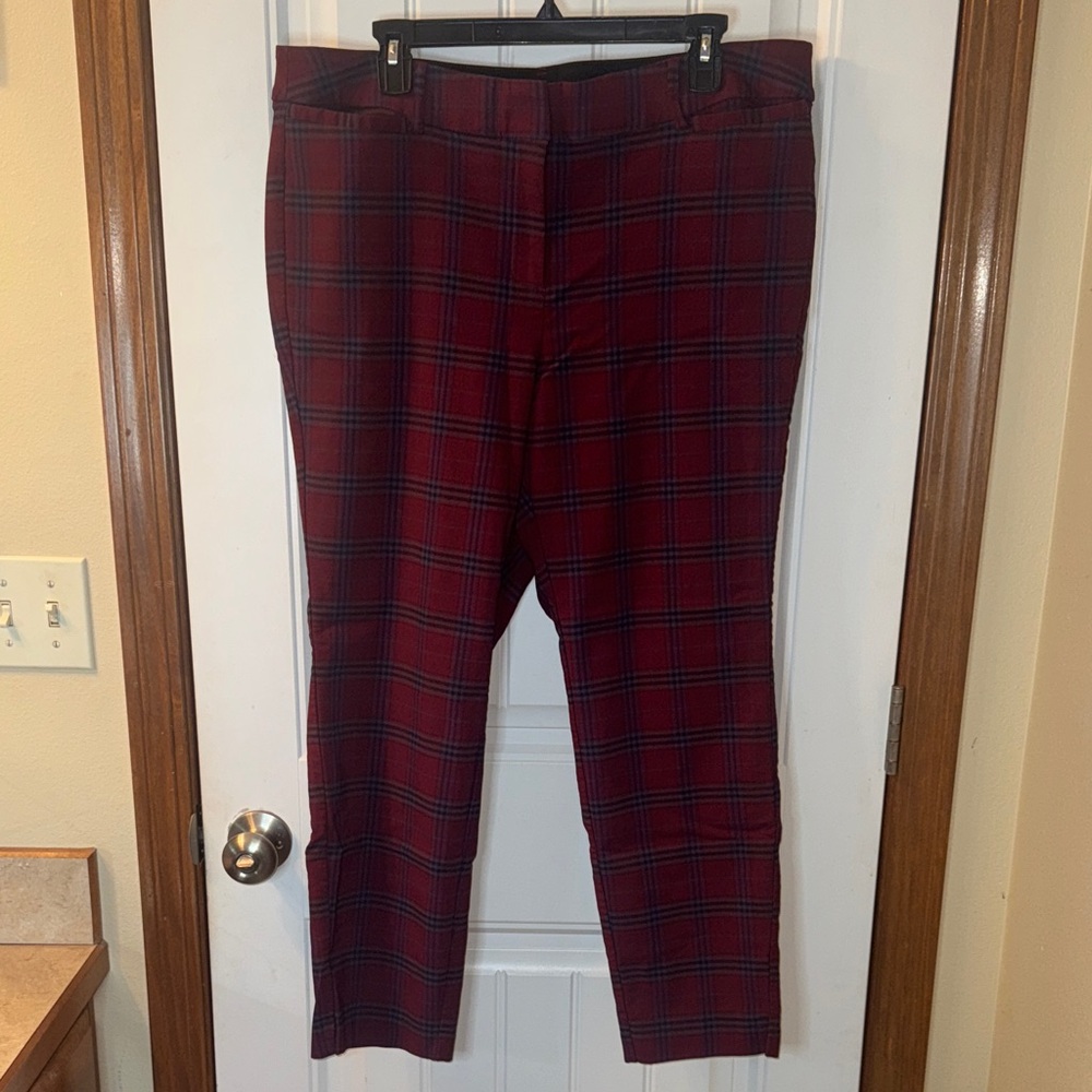 Lane Bryant Red Plaid Chinos